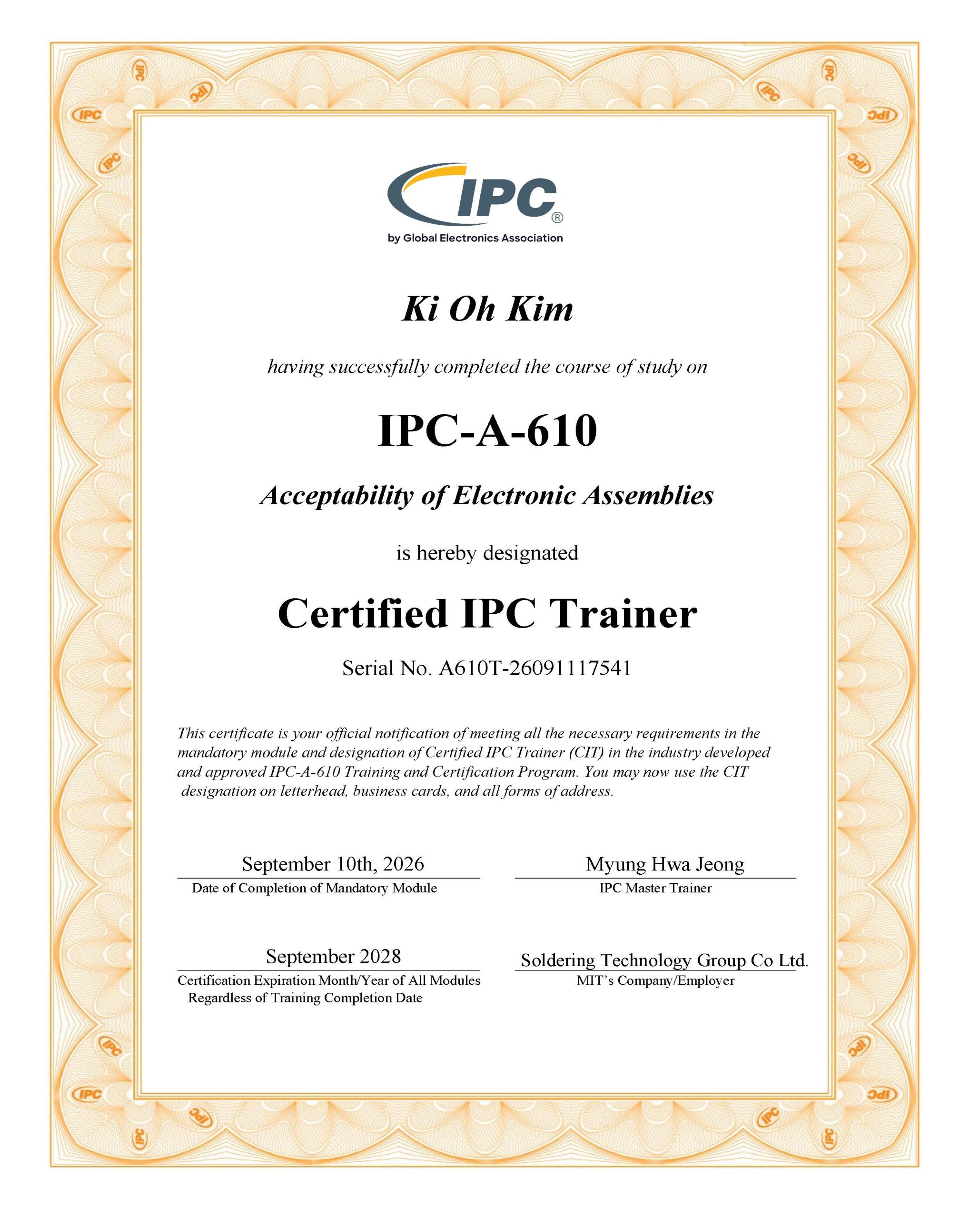 IPC-A-610 · CIT — Ki Oh Kim
